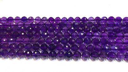 Faceted Round Piezoelectric Amethyst Beads
