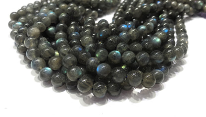 Black Labradorite Round Beads