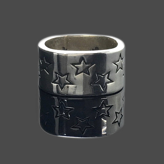 Zig Zag Star Stamp Ring 925 Sterling Silver Jewelry