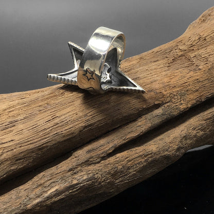 Vintage Sterling Silver Cody Sanderson Engraved Star Ring