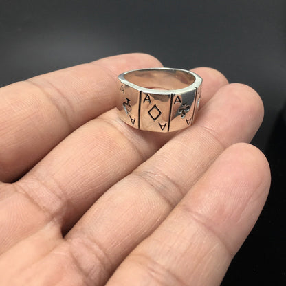 Sterling Silver Playing Card Poker Ring