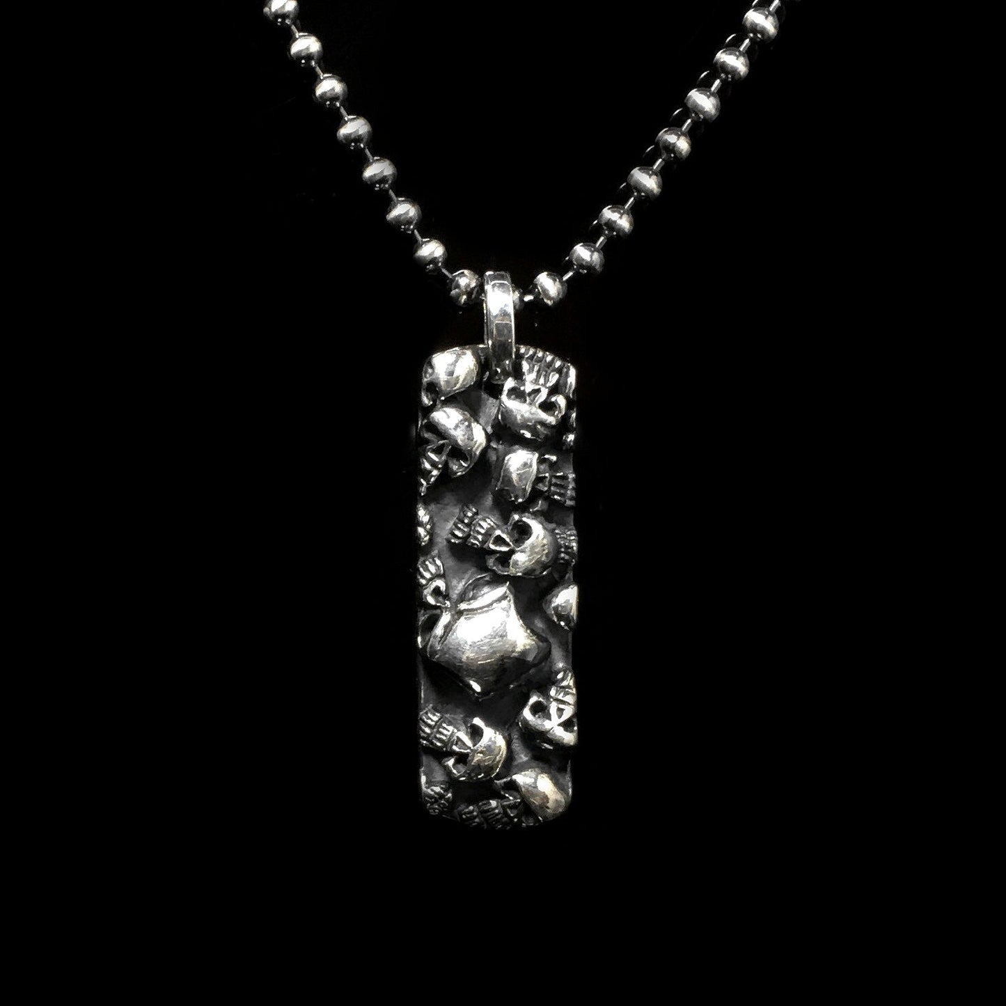 Sterling Silver Small Rectangle Skull Pendant