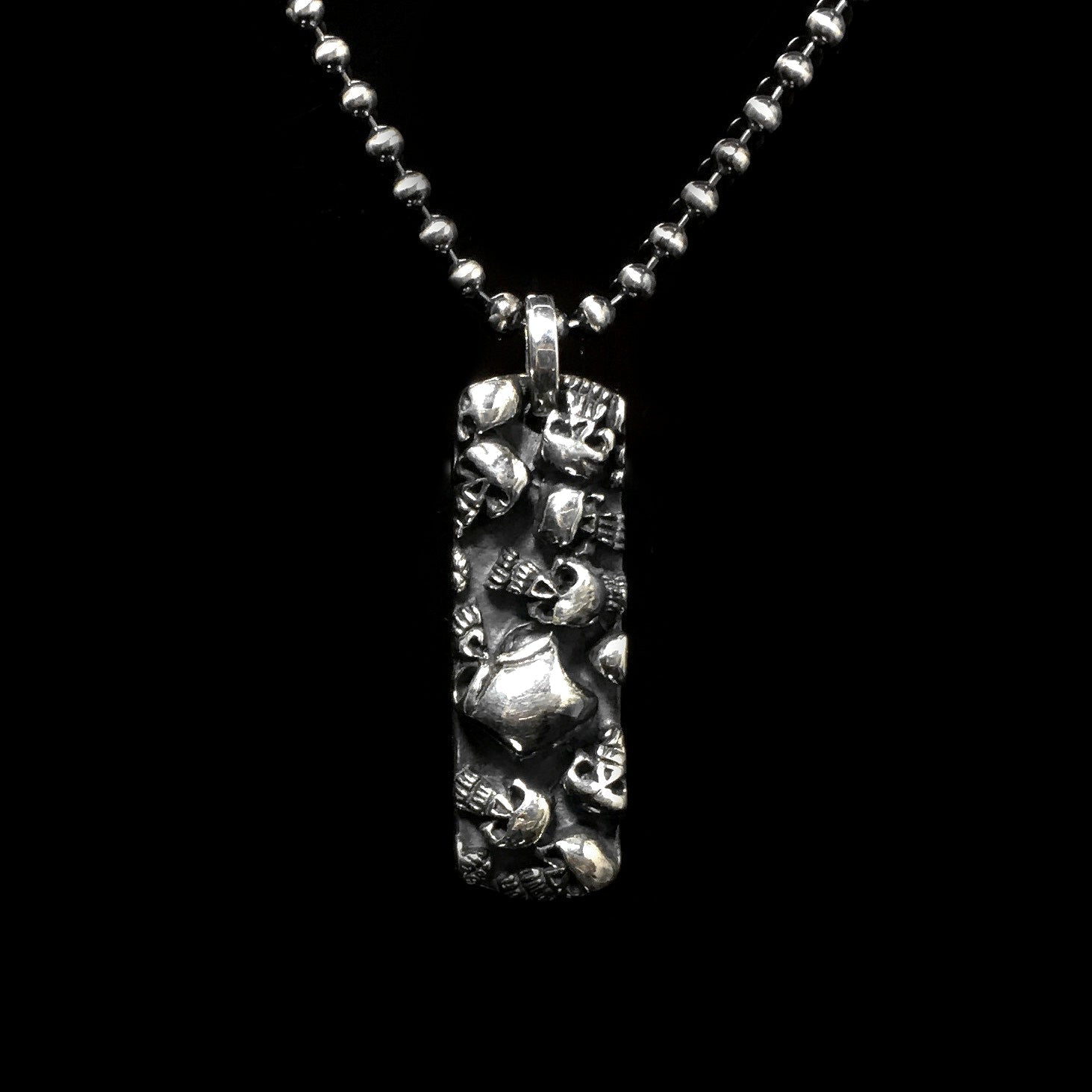 Sterling Silver Small Rectangle Skull Pendant