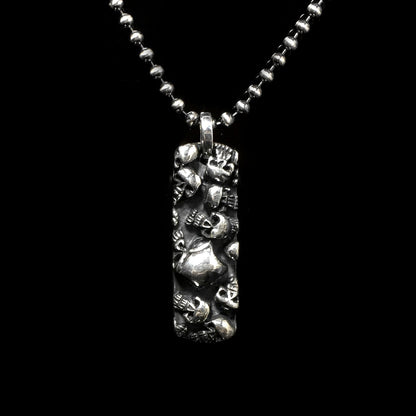 Sterling Silver Small Rectangle Skull Pendant