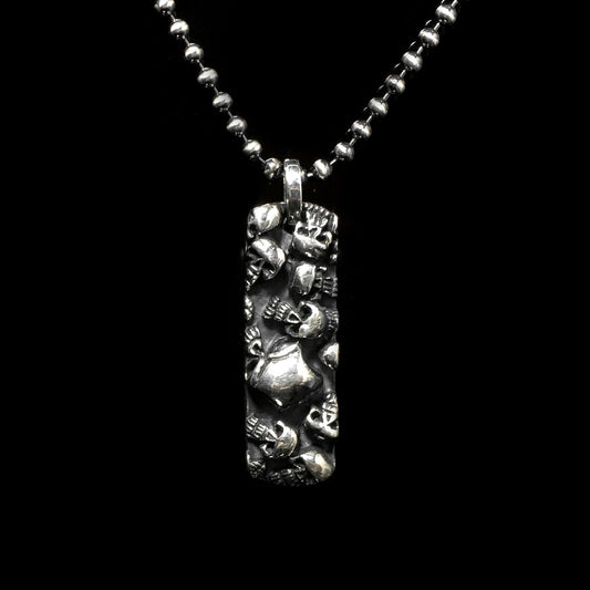 Sterling Silver Small Rectangle Skull Pendant