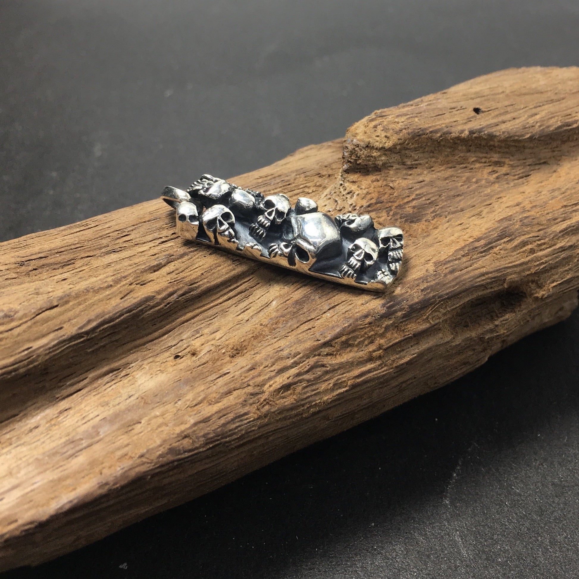 Sterling Silver Small Rectangle Skull Pendant