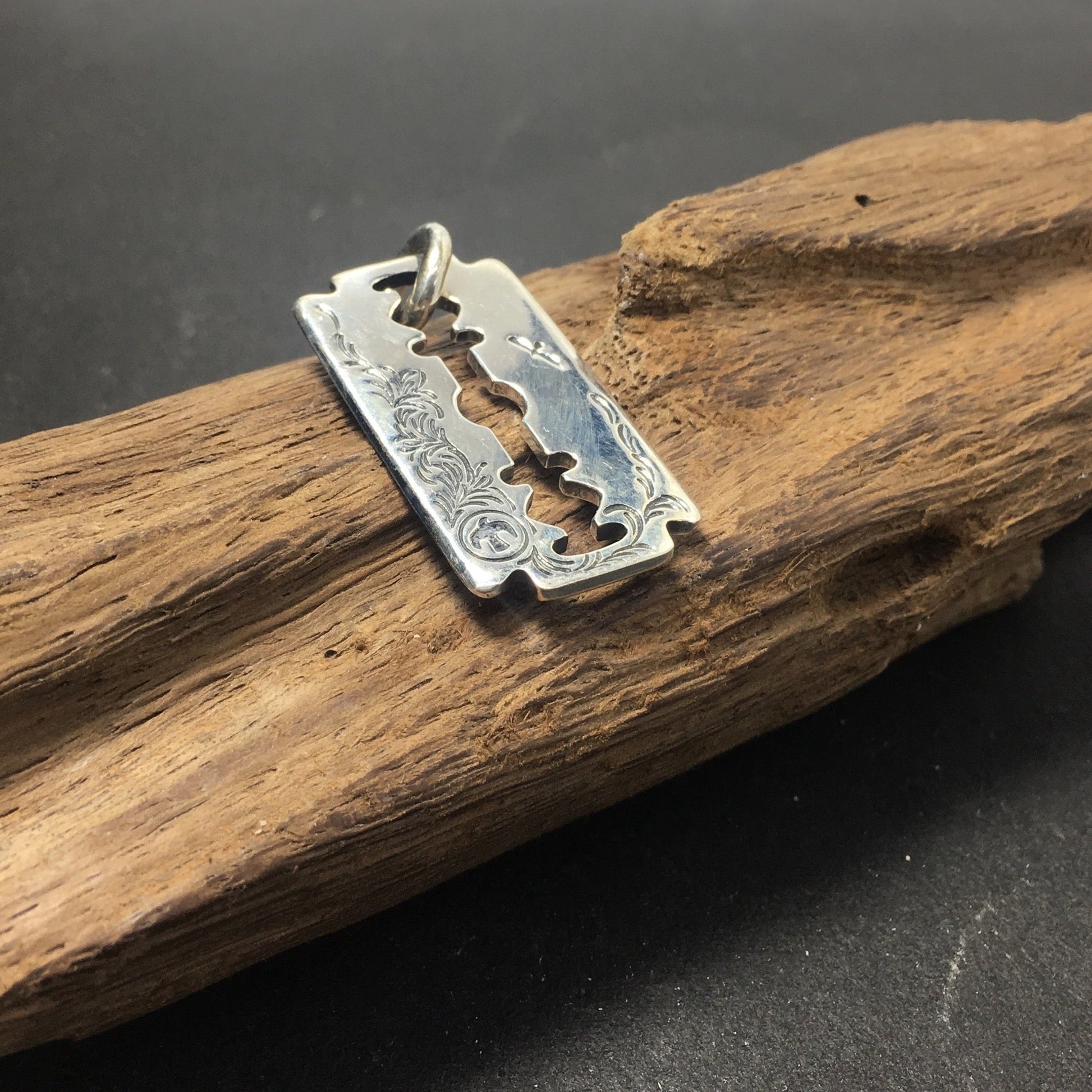 Sterling Silver Razor Blade Pendant