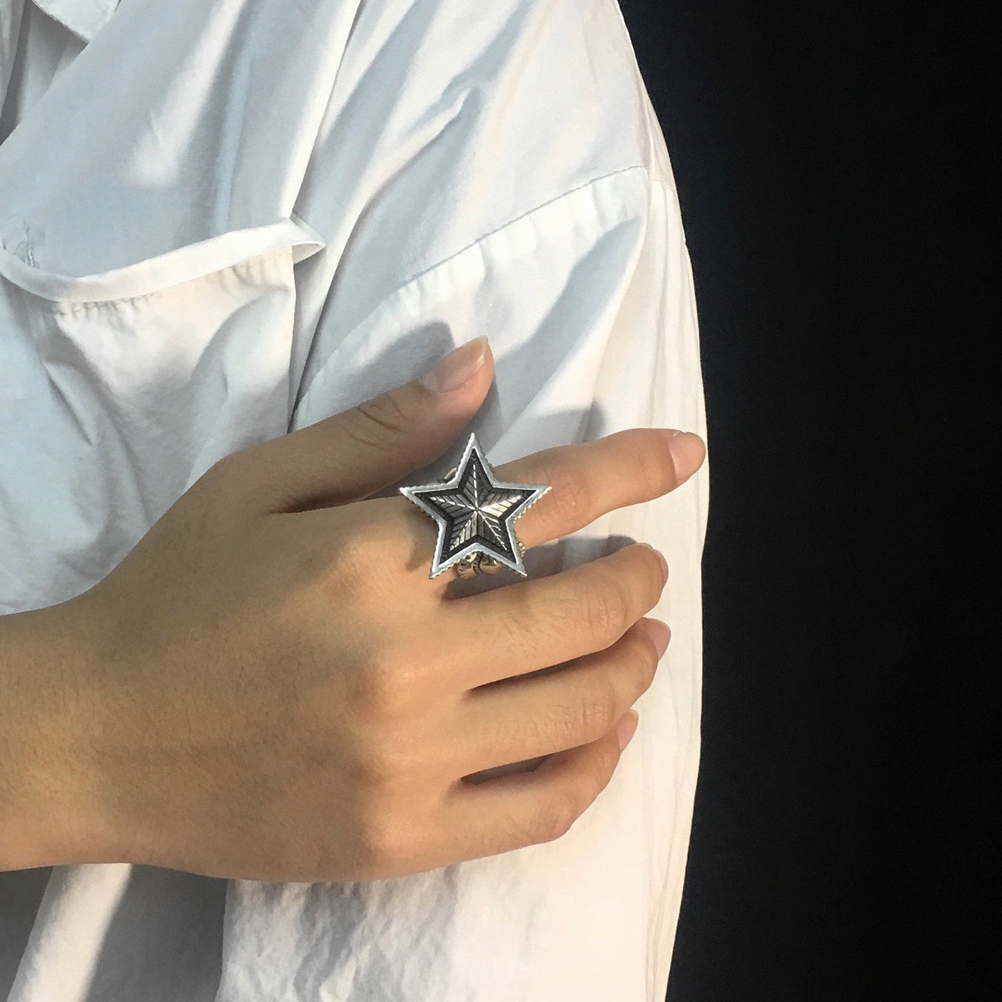 Sterling Silver Double Star Ring