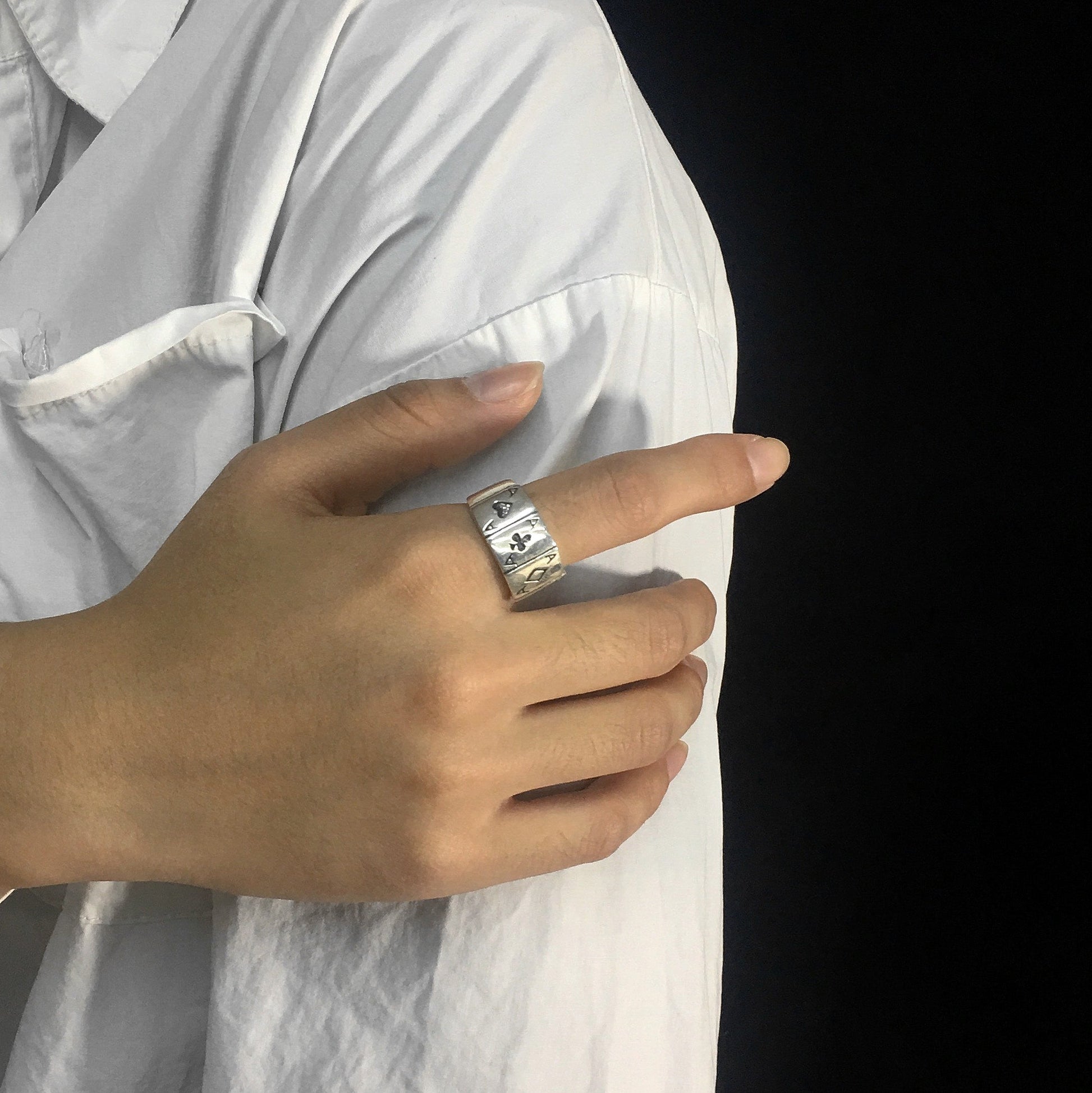 Sterling Silver Playing Card Poker Ring