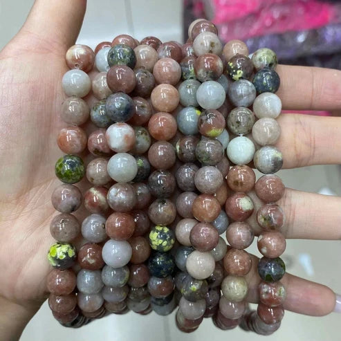 Plum Blosson Jasper Round Smooth  Beads 4mm 6mm 8mm 10mm