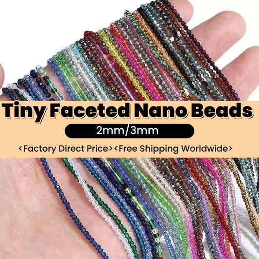 Nano Beads Tiny Round Faceted Beads 2mm 3mm