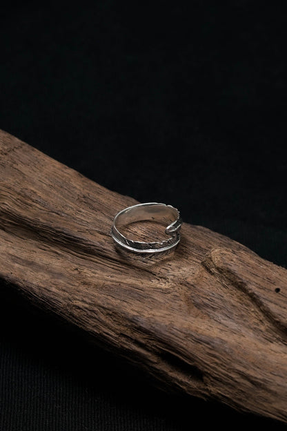 925 Sterling Silver Feather Ring