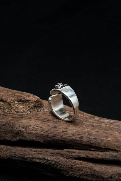 Retro 925 Silver Crown Open Ring