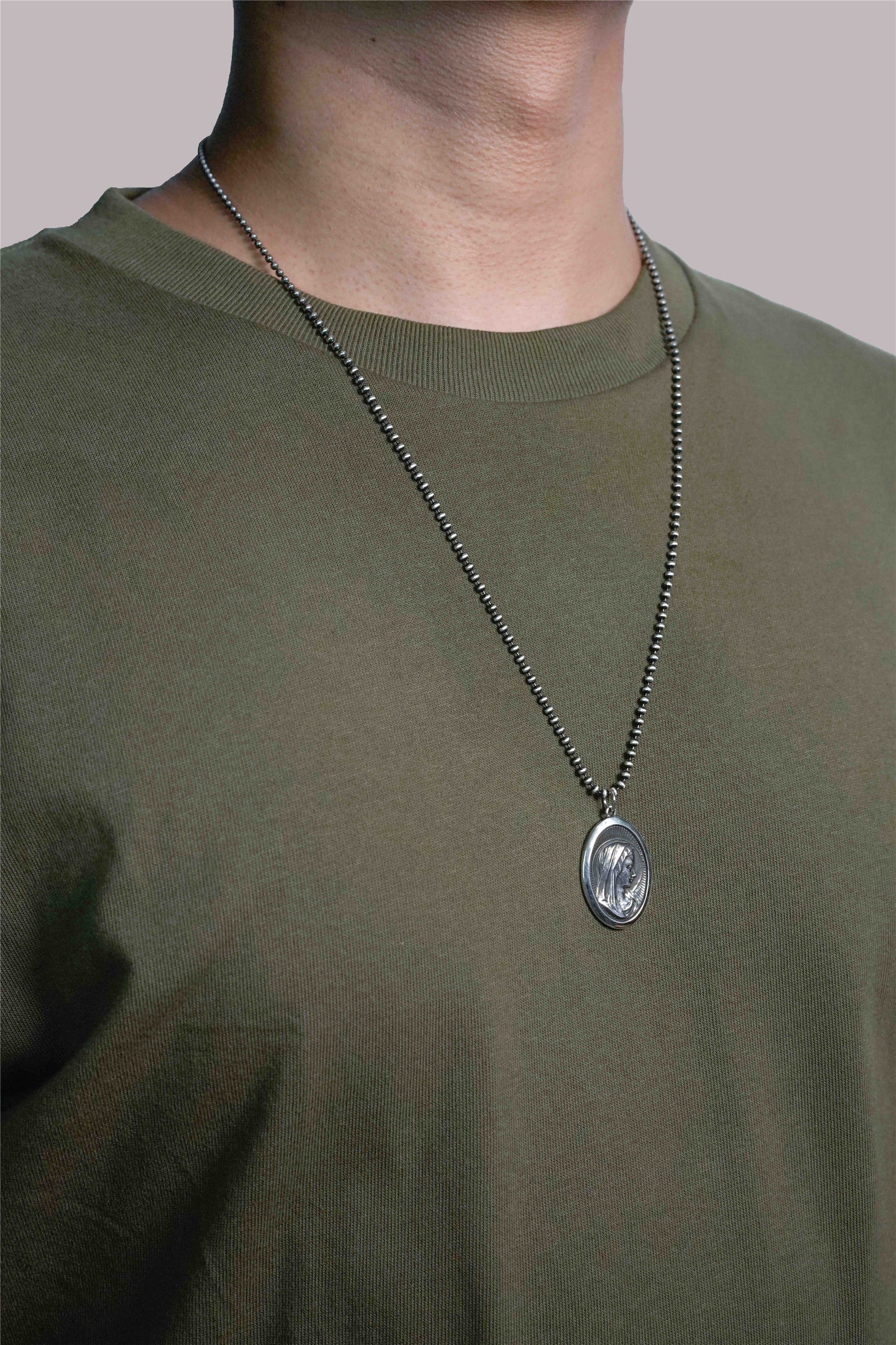 Retro 925 Silver Virgin Mary Couple Pendant
