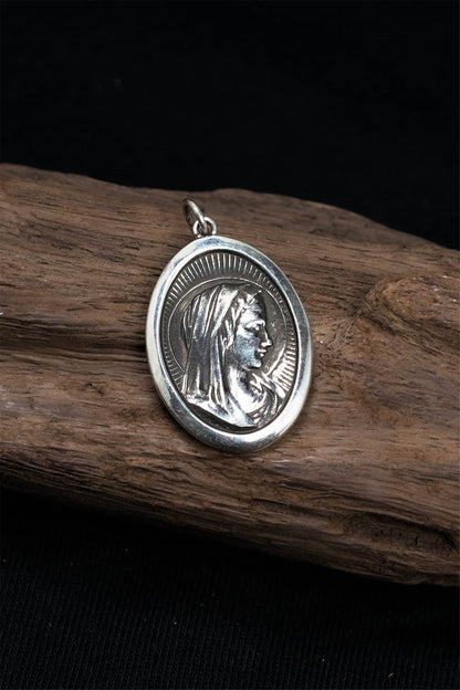 Retro 925 Silver Virgin Mary Couple Pendant
