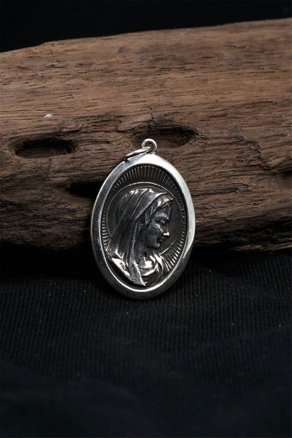 Retro 925 Silver Virgin Mary Couple Pendant
