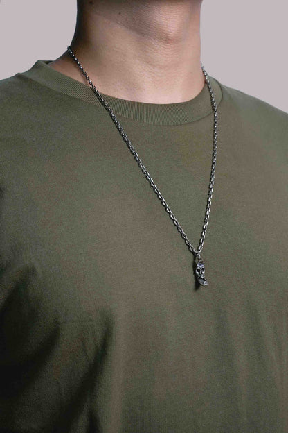 Retro Skull 925 Sterling Silver Moon Pendant