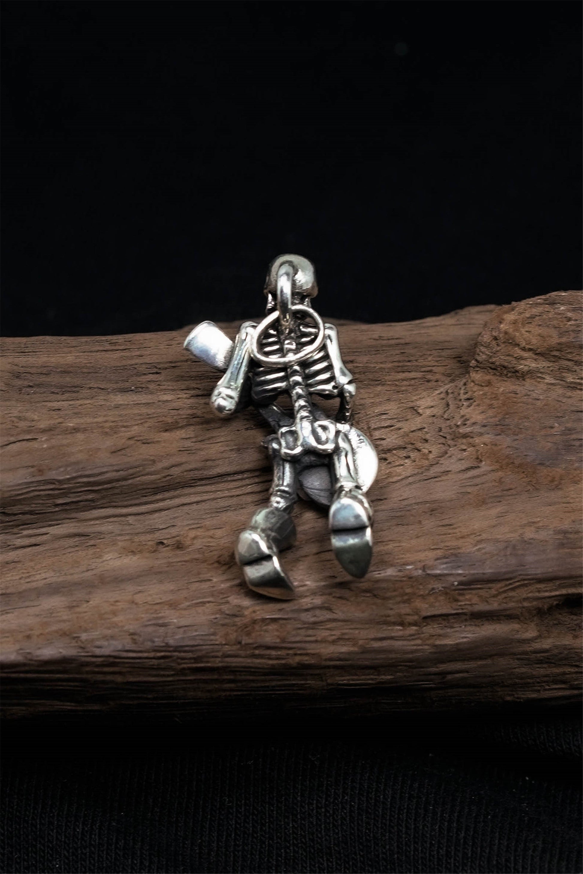 Rock Guitarist Skull Pendant Retro 925 Sterling Silver