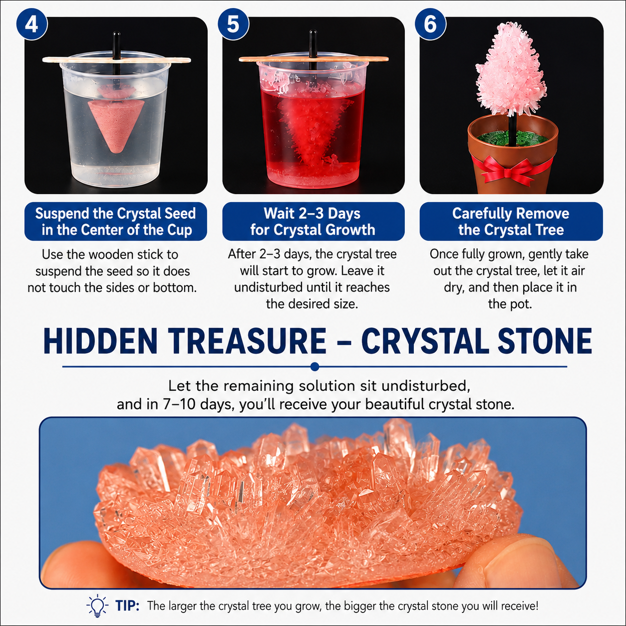 Crystal Growing Kit with 6 Crystals for science experiment, steam learning, birthday gift