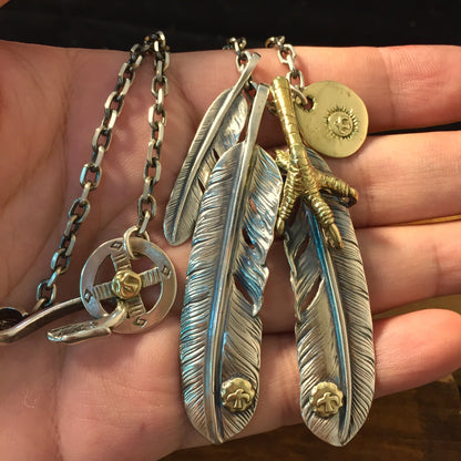 Eagle Claw Feather Necklace Set Retro Takahashi Goro 925 Sterling Silver