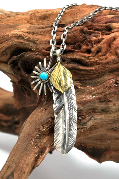 Retro Silver Takahashi Goro Feather Necklace Set