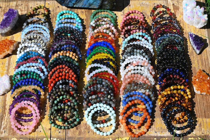 70 Kinds Of 6MM/8MM/10MM Round Gemstone bracelet- Free Shipping