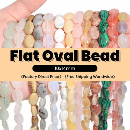 Smooth Flat Oval Beads 10x14mm Quartz/Jasper/Agate/Crystal