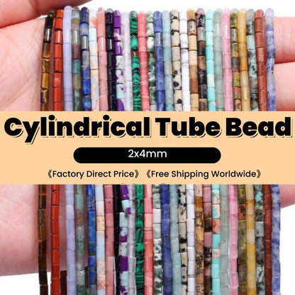 Cylindrical Tube Beads 2x4mm Quartz/Jasper/Agate/Crystal