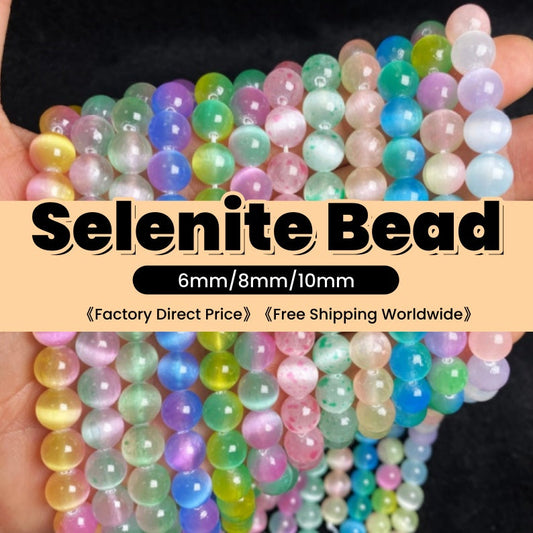 Rainbow Selenite Beads: (6mm 8mm 10mm)-Free Shiping