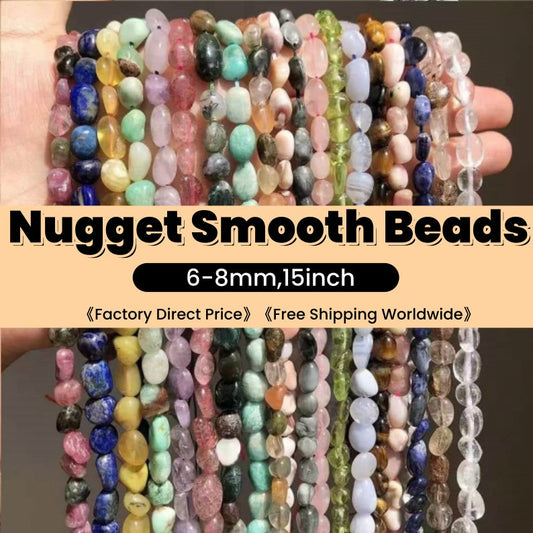 Nugget Smooth Beads 6-8mm Gemstone/Quartz/Jasper/Agate