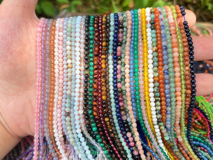 Natural Gemstone Round Beads,2mm/3mm/4mm Smooth Round Beads-Free Shipping
