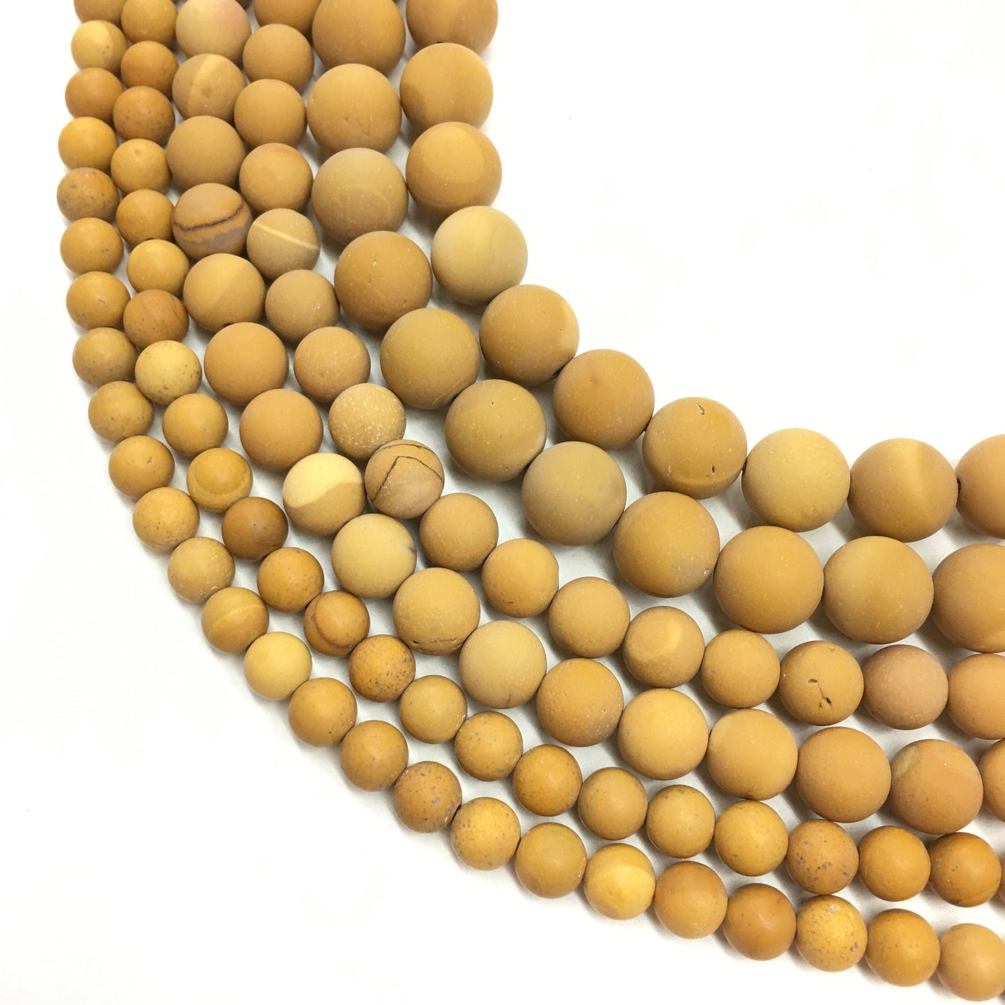 Natural Mookaite Yellow Matte Round Beads