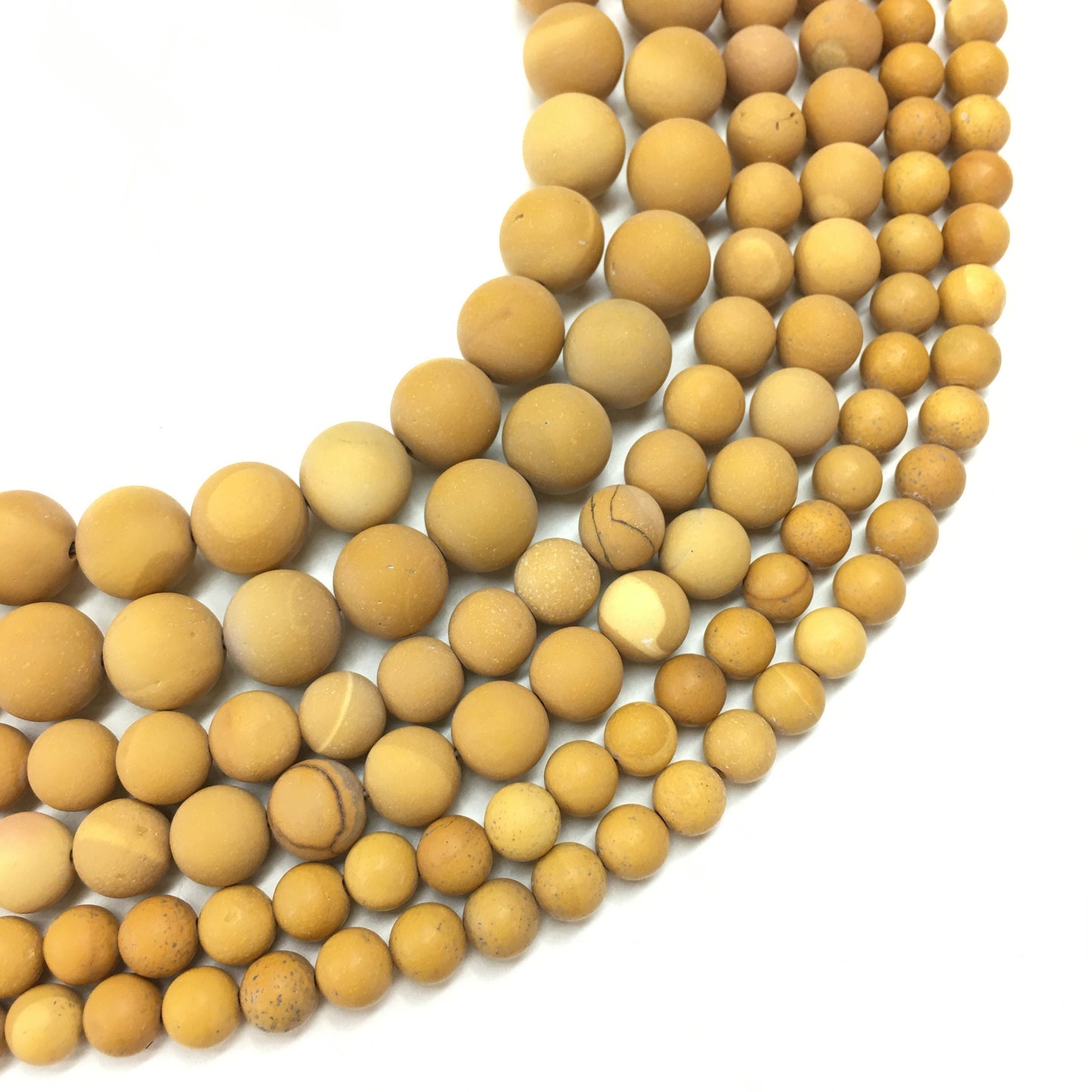 Natural Mookaite Yellow Matte Round Beads