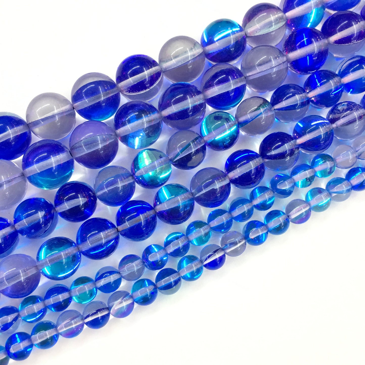 Blue AB Crystal Quartz Round Loose Bead