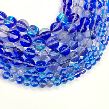 Blue AB Crystal Quartz Round Loose Bead