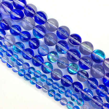 Blue AB Crystal Quartz Round Loose Bead
