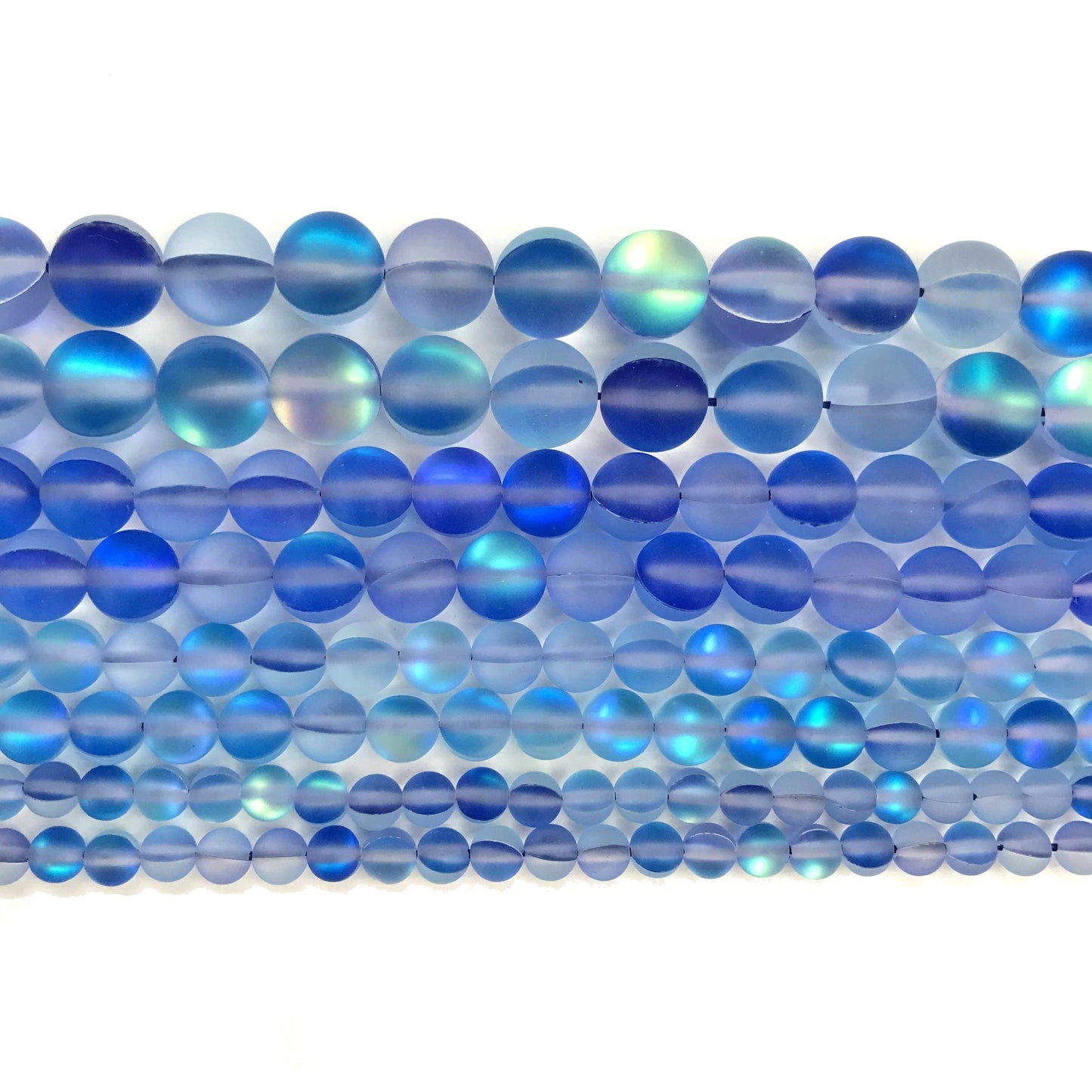 Blue Frosted AB Crystal  Quartz Round Bead