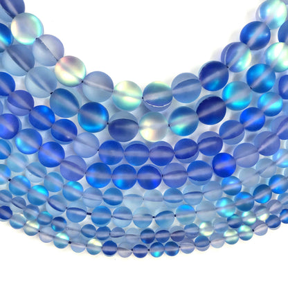 Blue Frosted AB Crystal  Quartz Round Bead