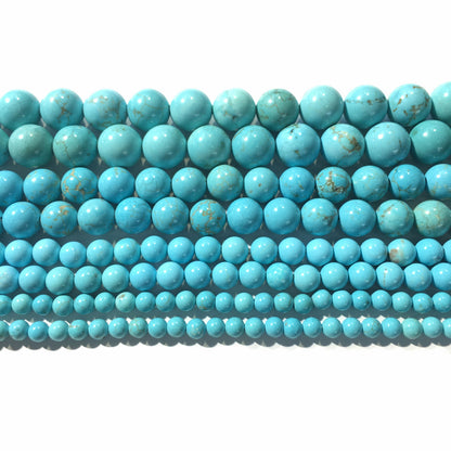 Natural Blue Pattern Turquoise Round Bead