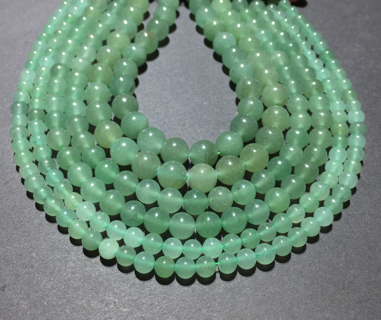 Natural Green Adventurine Jade Round Beads