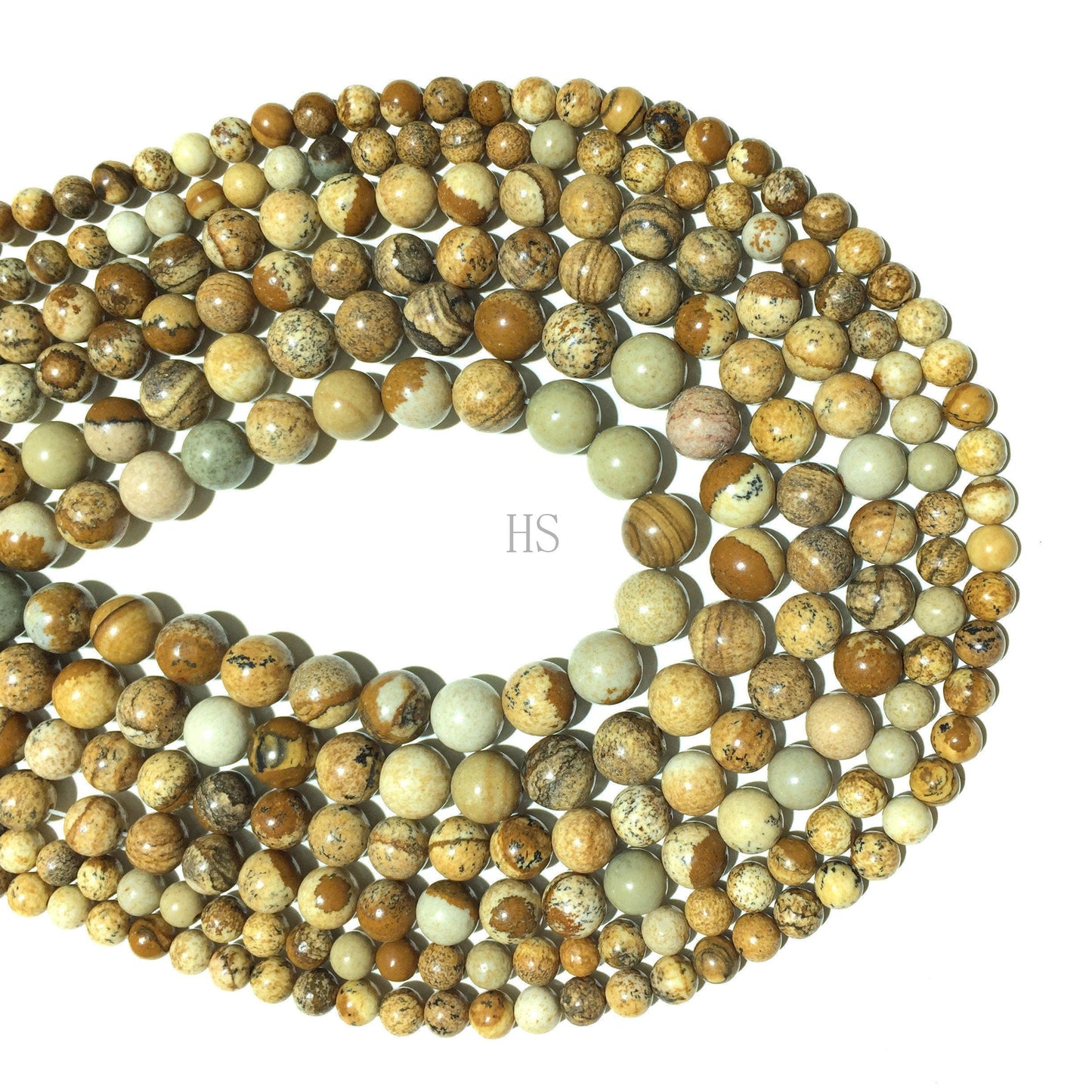 Natural Picture Jasper Round Beads