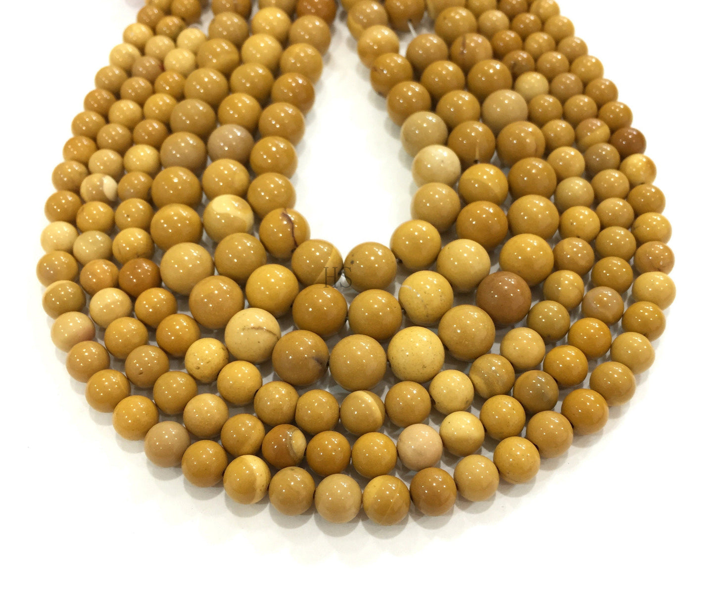 Natural Yellow Mookaite Jasper Round Beads