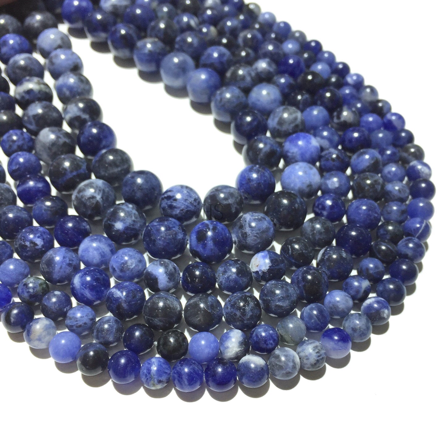 Natural Sodalite & Blue Jasper Round Beads