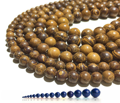 Natural Elephant Skin Jasper Round Beads