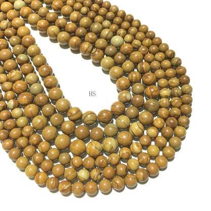 Natural Wood Jasper Round  Beads