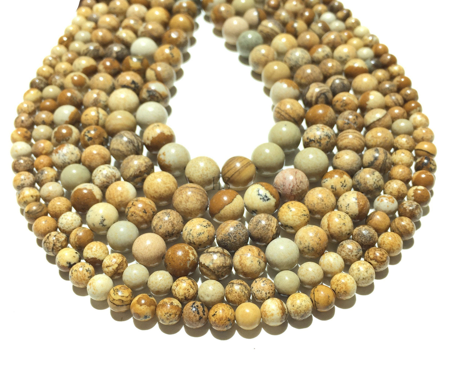 Natural Picture Jasper Round Beads