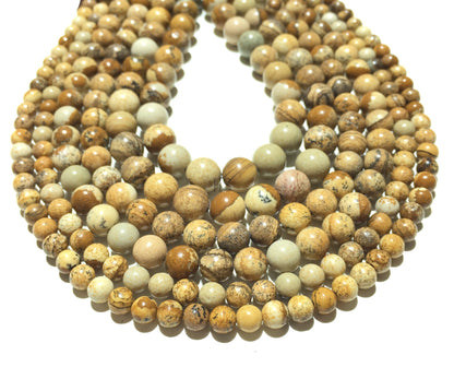 Natural Picture Jasper Round Beads