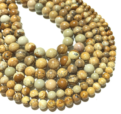 Natural Picture Jasper Round Beads