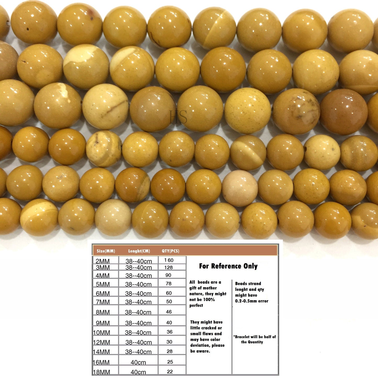Natural Yellow Mookaite Jasper Round Beads