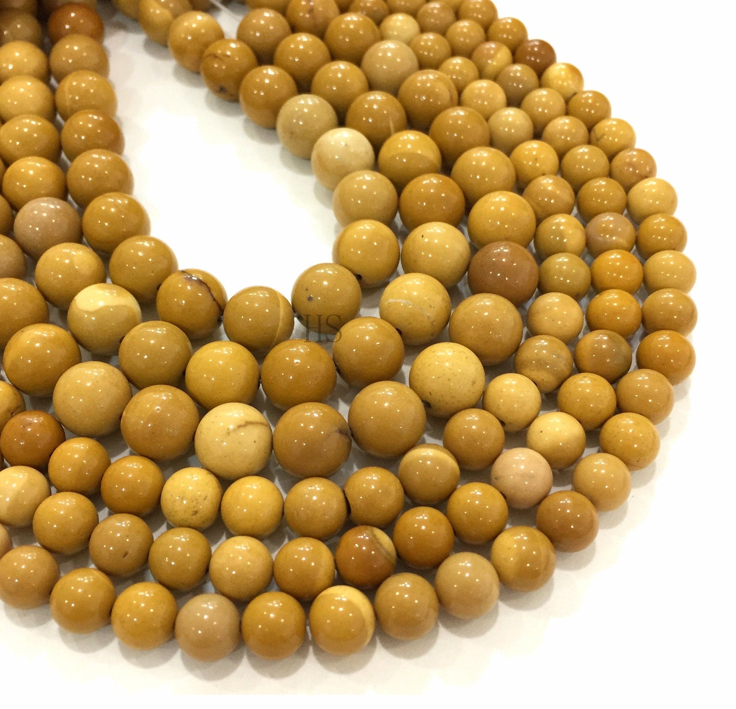 Natural Yellow Mookaite Jasper Round Beads